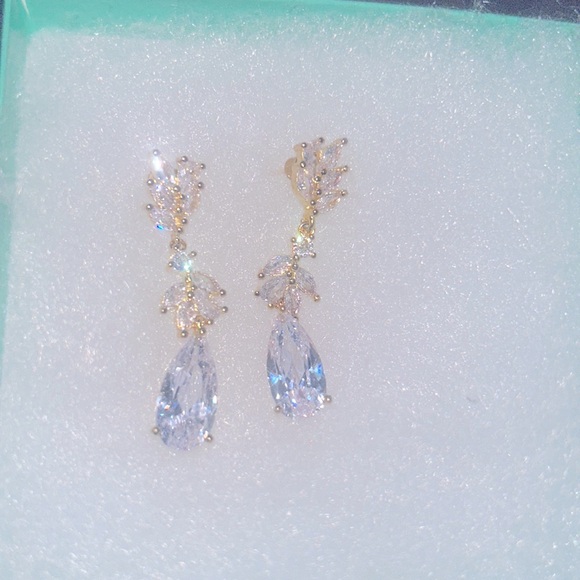 Statement Cubic Zirconia Gold Plated Sterling Silver Earrings - Picture 2 of 4